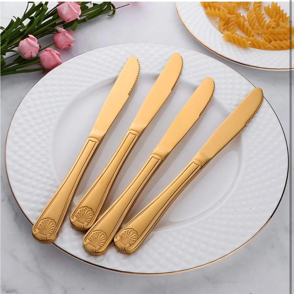 Dinner Table Knife‎ Stainless Steel Shell Pattern Flatware Set Pack of 12